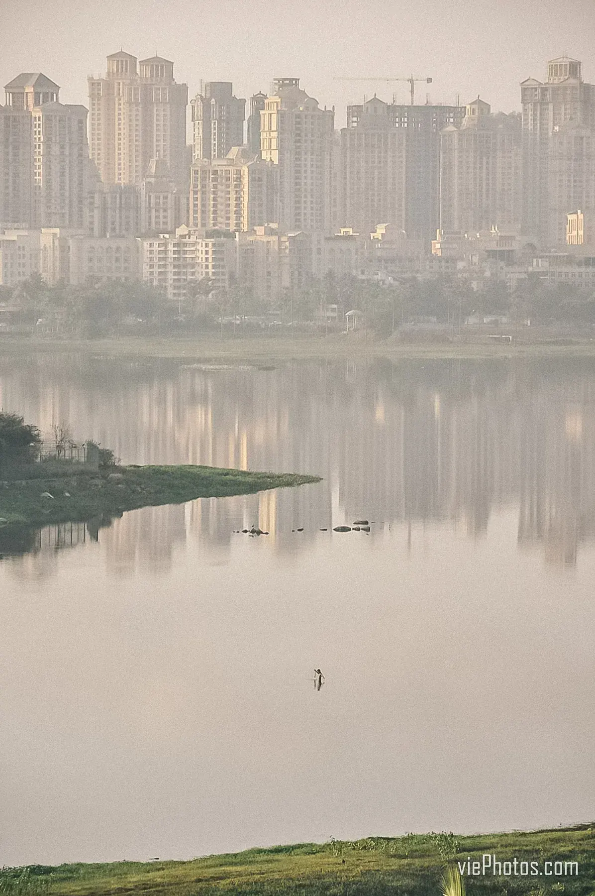 Powai Lake, Mumbai, India on a hot day