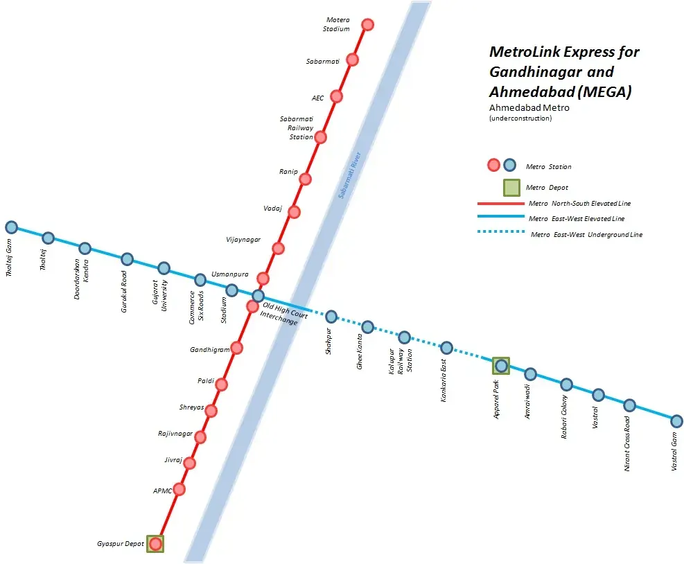 MEGA Ahmedabad Metro Network Map August 2015