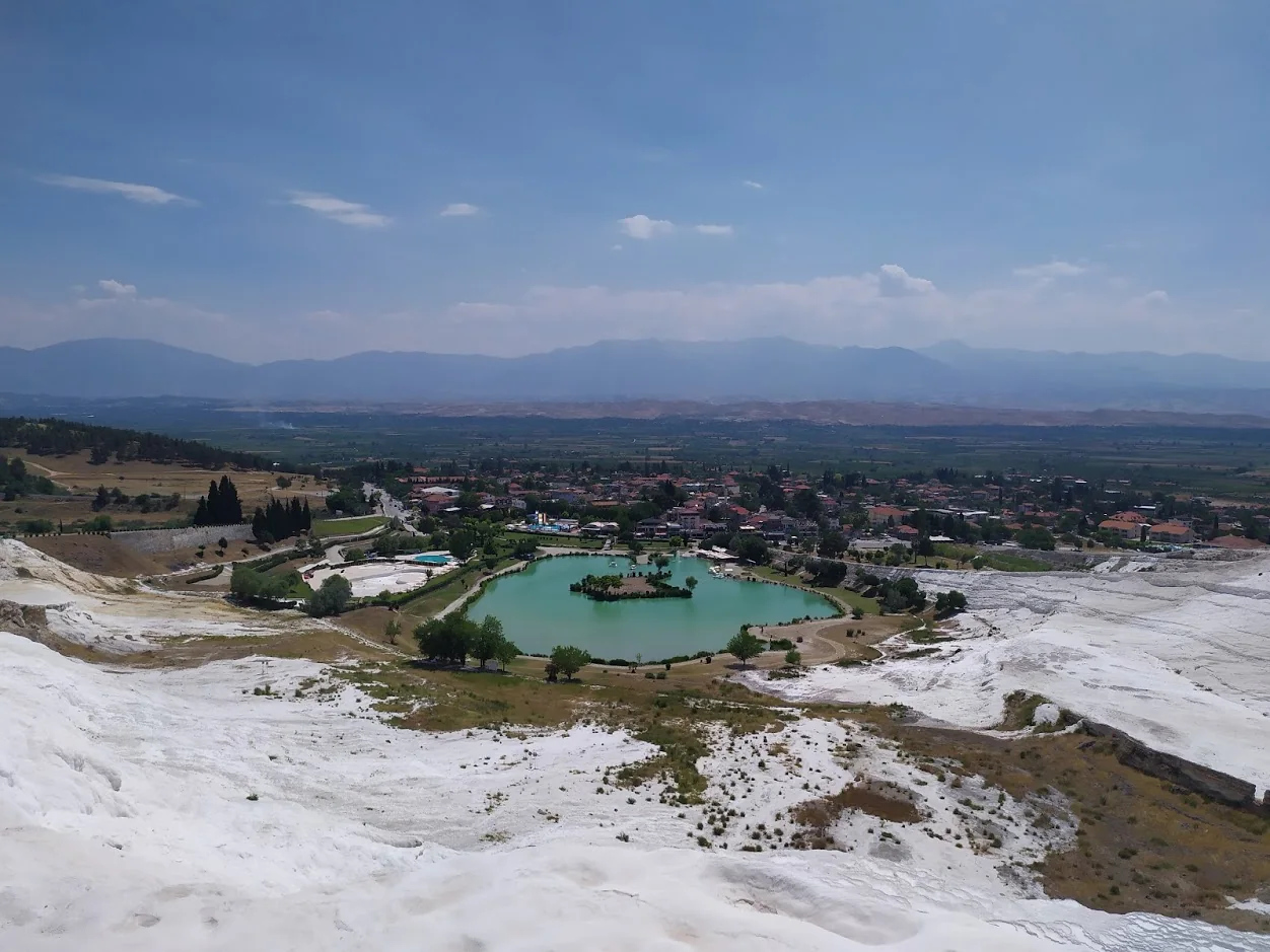 An picture of Pamukkale taken from Pamukkale travertines