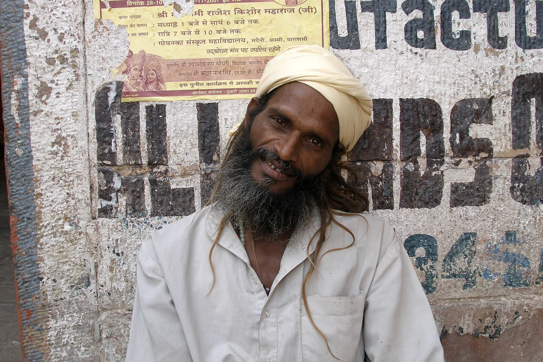 Varanasi, India, Ascetic in white turban