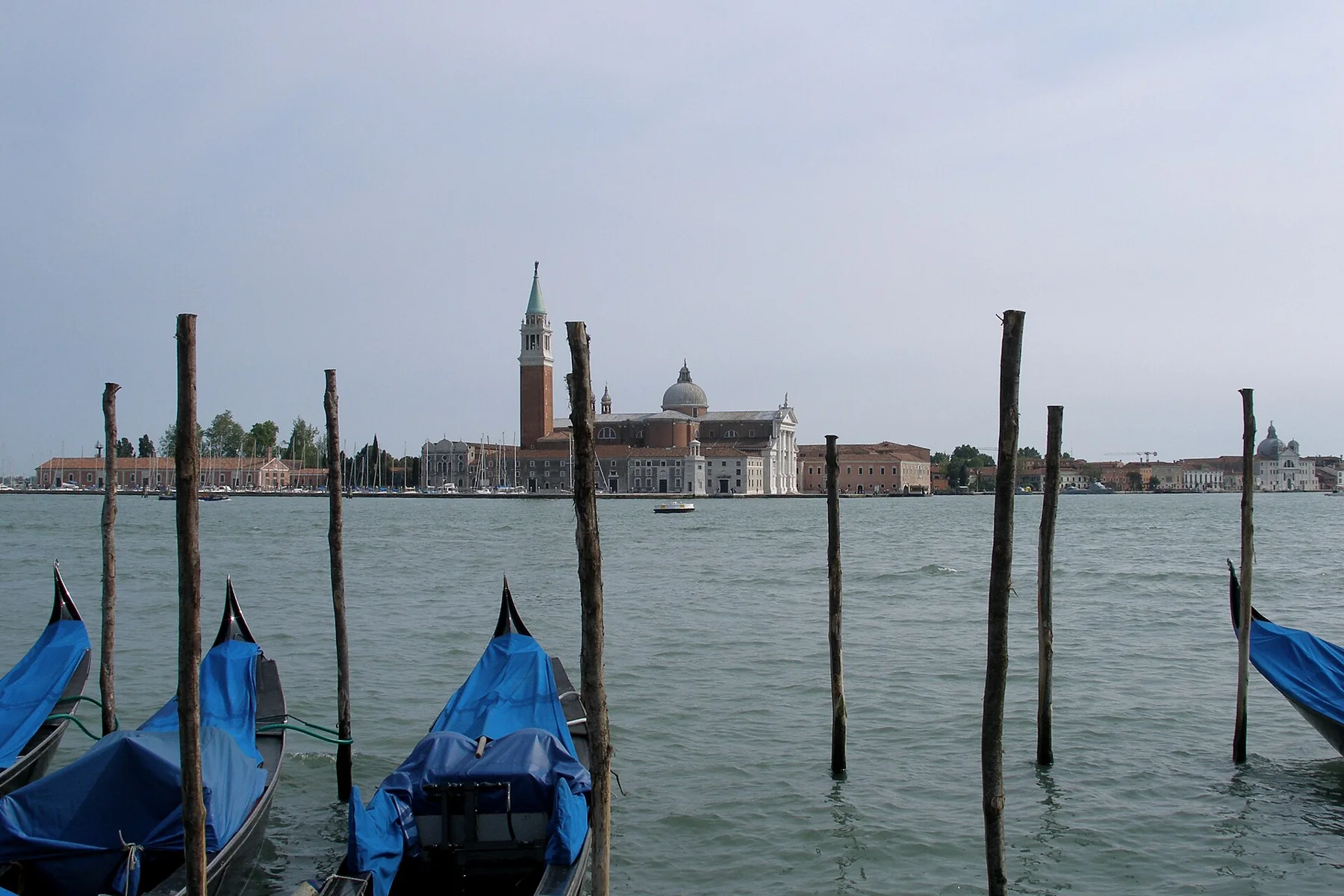 Gondolas docked in Venice, San Giorgio Maggiore, Venice, Italy